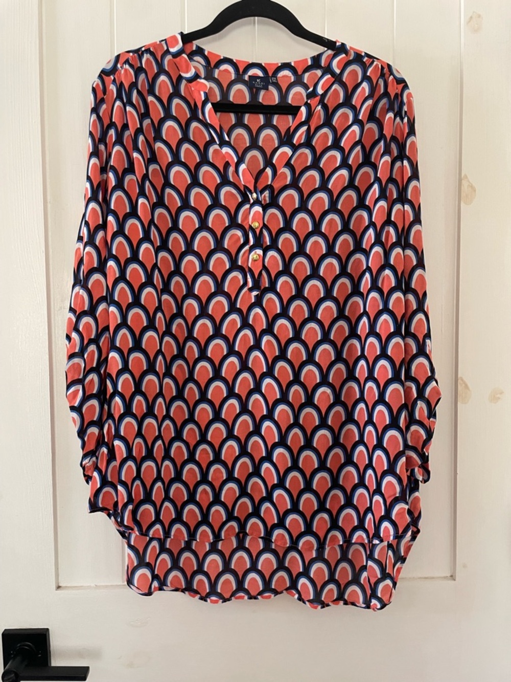 Colorful Kaari Blue Women’s Lightweight Top Blouse Tunic Size 2X Rayon